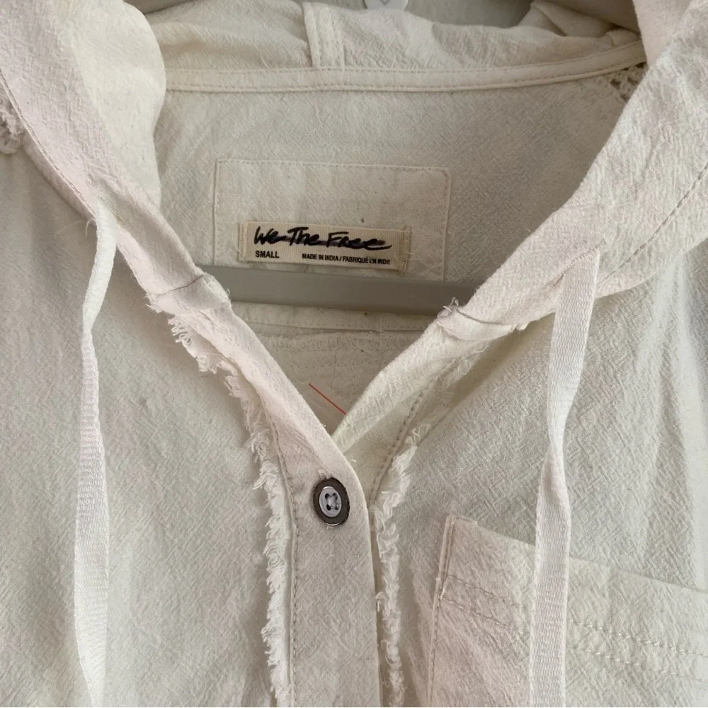 New Free People We The Free Mesh Button Up Hoodie Button Down Top